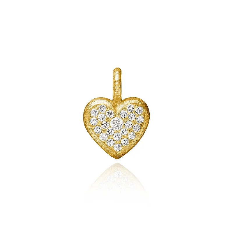 Classic diamond drop necklaces for ladies -Heart 18K Gold Pendant w. Diamond