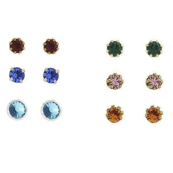 Simple rose gold stud earrings for ladies -1928 Jewelry Multicolor Austrian Crystal Stud Set Earrings