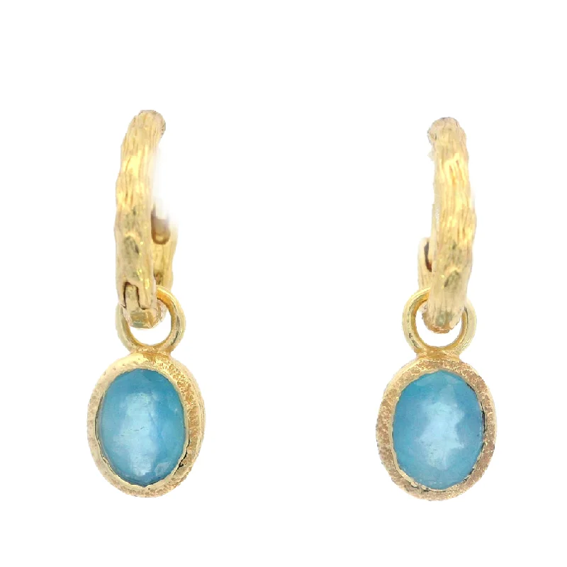 Modern gold tassel earrings for ladies -18K Yellow Gold Vermeil Dangle Aquamarine Earrings