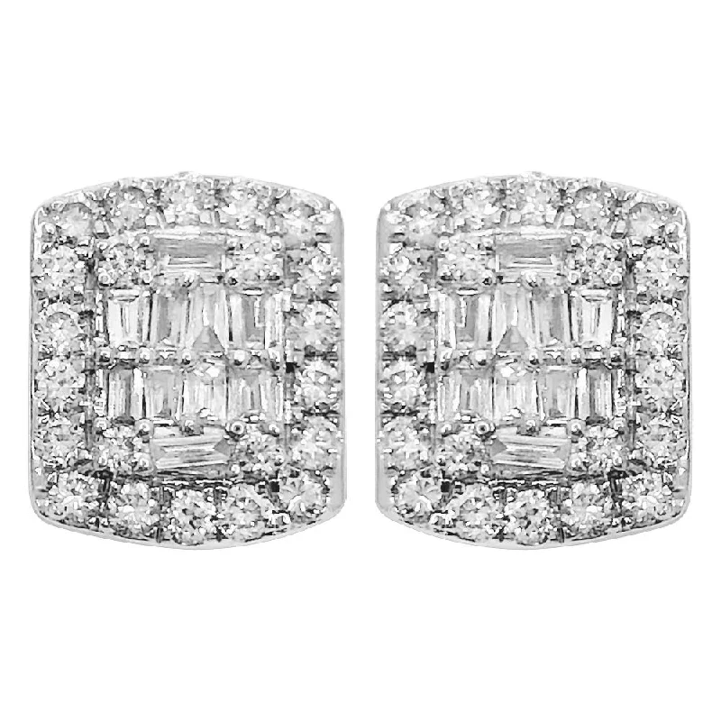 Ladies lightweight chandelier earrings -Baguette Rectangle Diamond Earrings .94cttw 10K White Gold