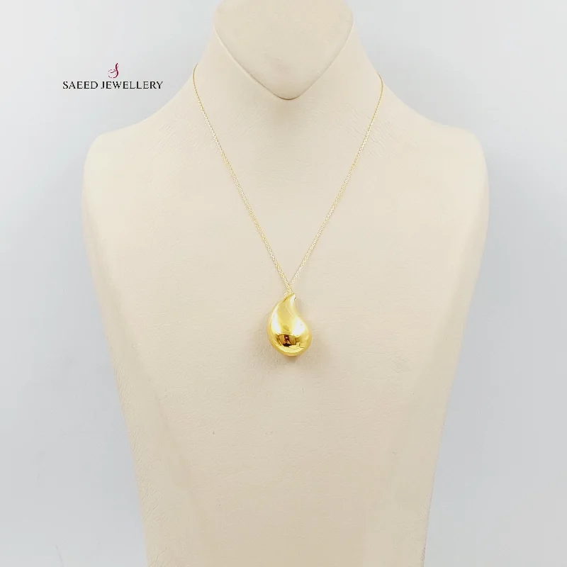 Ladies gold pendant necklaces -Plain Almond Necklace