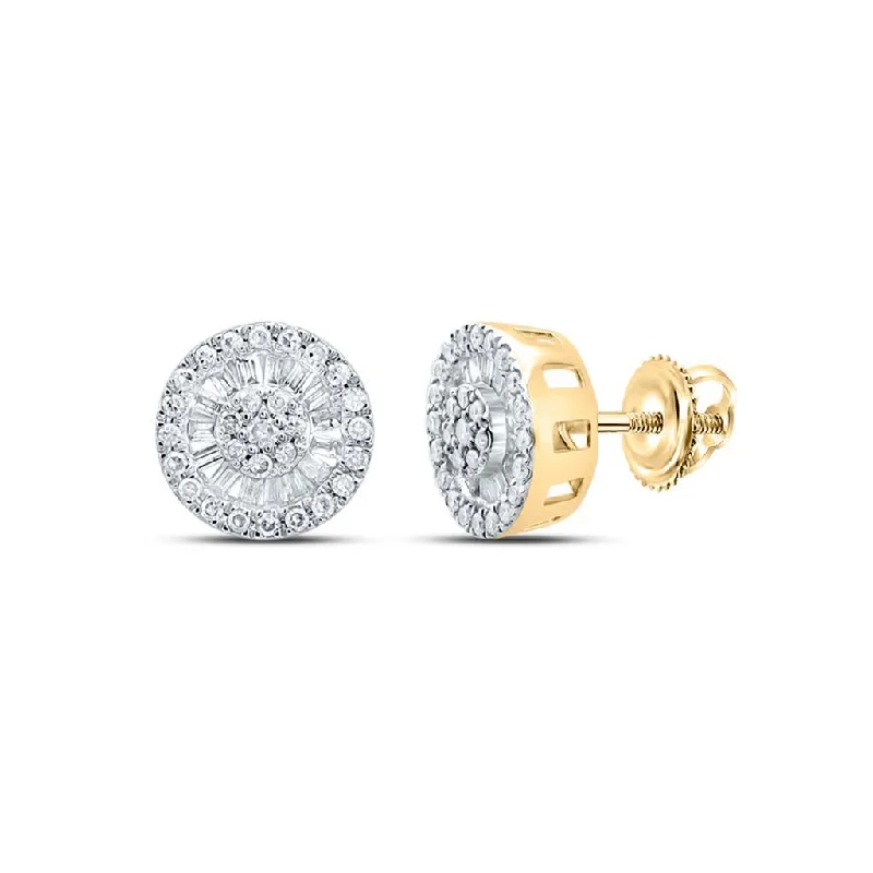 Vintage crystal stud earrings for women -Baguette Radiant Cluster Diamond Earrings 10K Gold