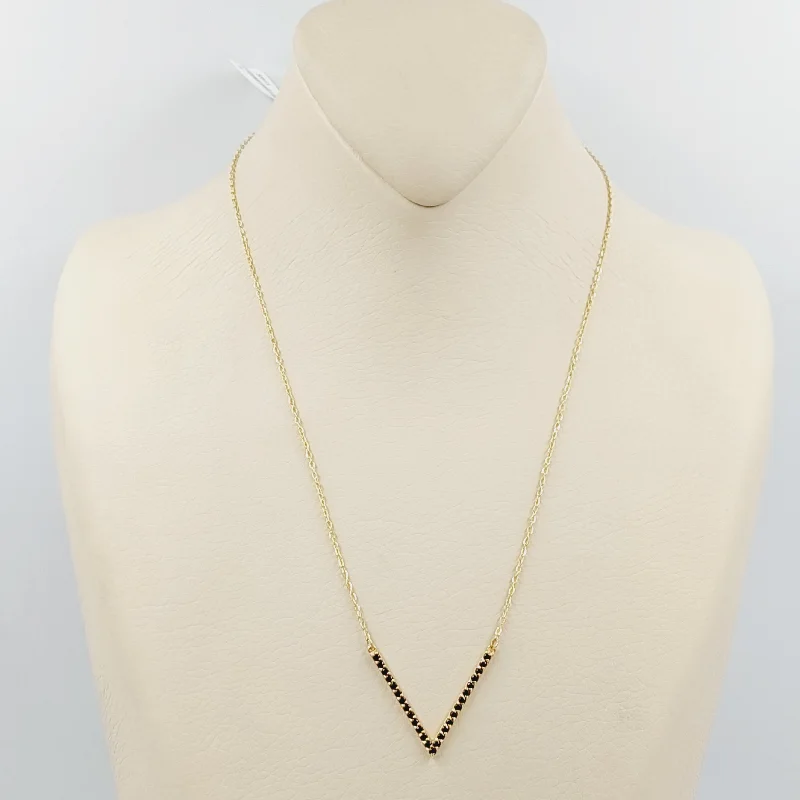 Ladies art deco necklaces -Zircon Studded Arrow Necklace