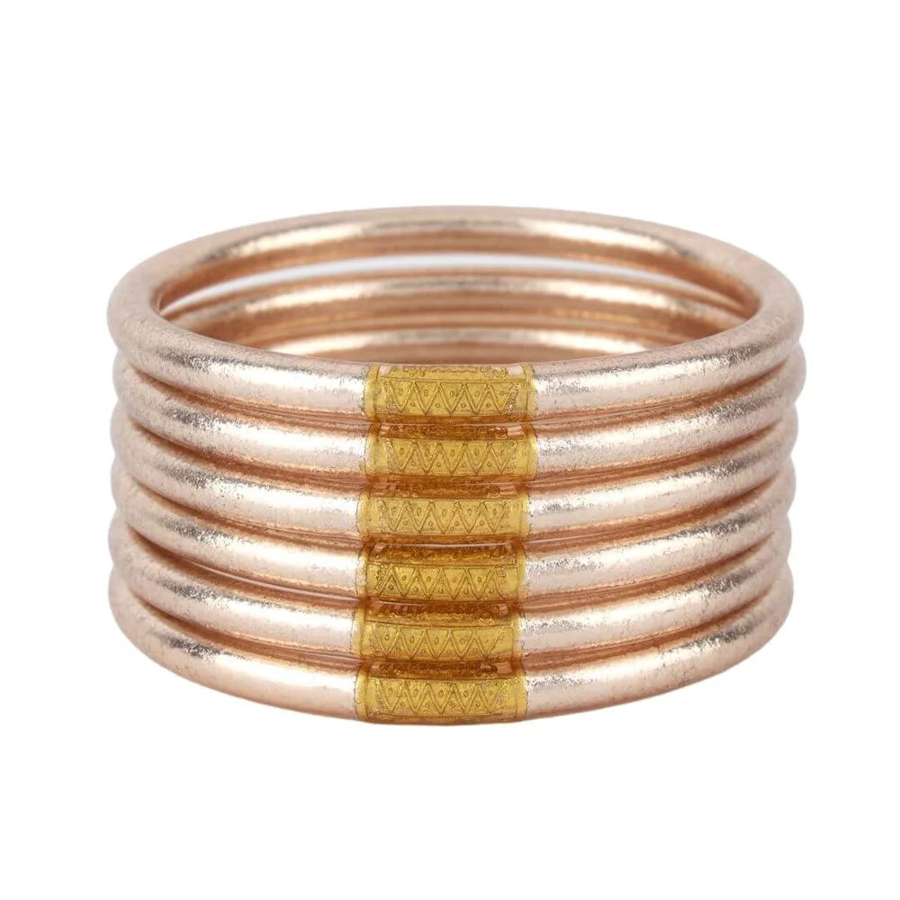 Ladies asymmetrical cuff bracelets -BuDhaGirl Champagne All Weather Bangles