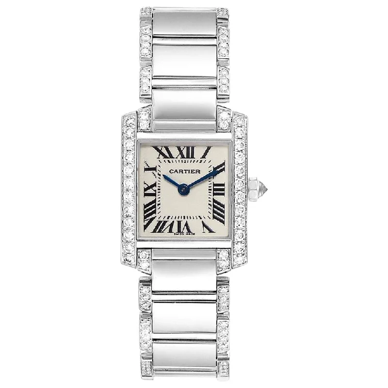 Trendy boho diamond engagement rings -Ladies Small 20mm x 25mm Cartier Tank Francaise Stainless Steel Watch with Diamonds In Polished Finish. (Pre-Owned)