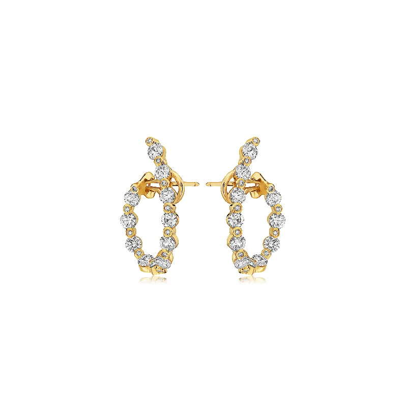 Minimalist chain drop earrings for women -Diamond J-Hoop Classic Earring