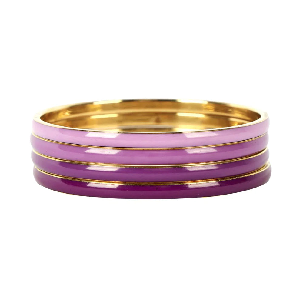 Simple gold chain bracelets for ladies -BuDhaGirl Krishna Amethyst Bangles