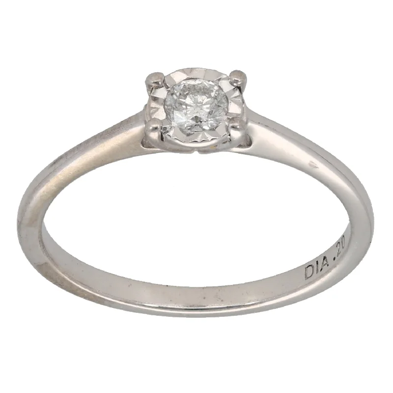 Ladies bold silver engagement rings -9ct White Gold 0.20ct Diamond Solitaire Ring Size P