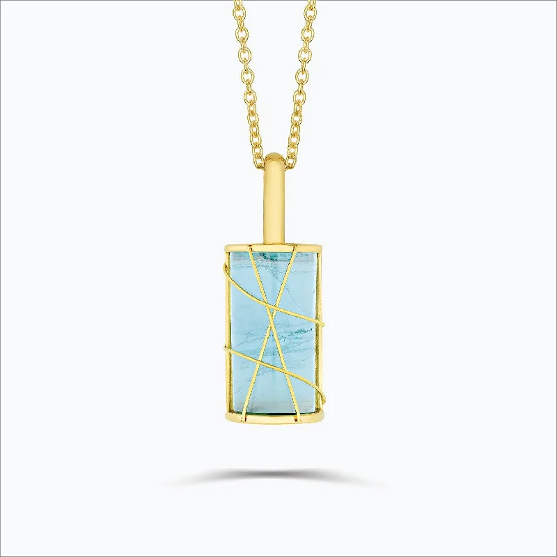 Ladies minimalist gemstone necklaces -Karura 18K Gold Necklace w. Aquamarine