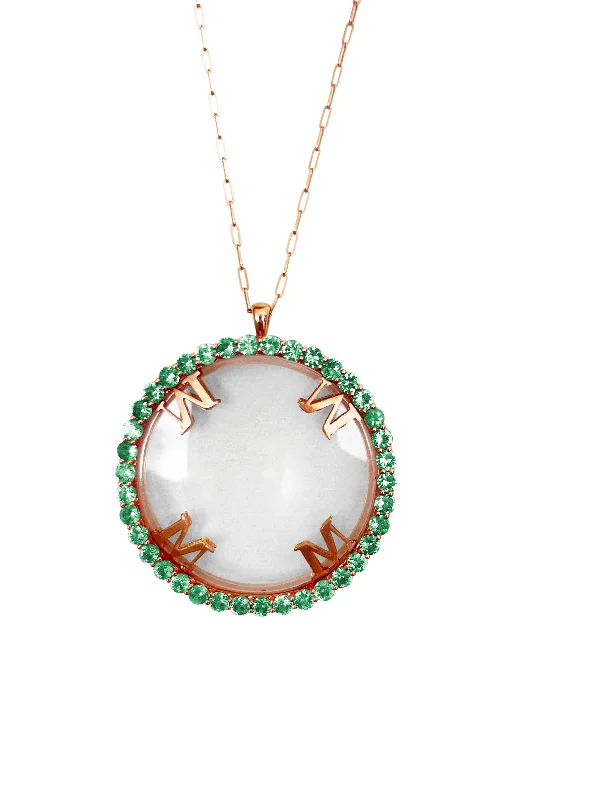 Statement choker necklaces for ladies -Magnifique Necklace Rose Gold with Emerald