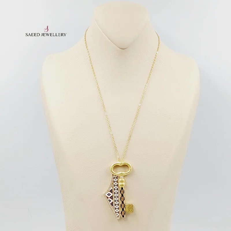 Classic diamond drop necklaces for ladies -Enameled & Zircon Studded Palestine Necklace