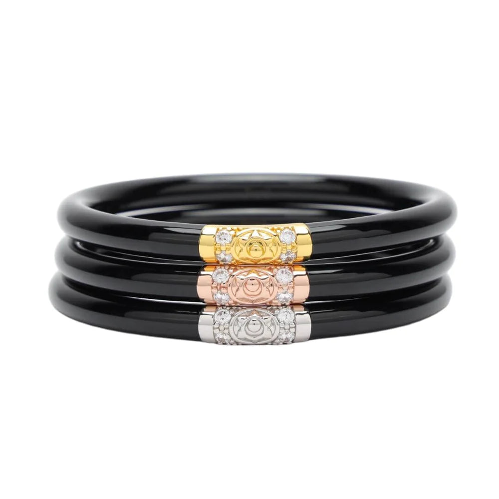 Ladies lightweight bangle bracelets -BuDhaGirl Black Three Kings All Weather Bangles