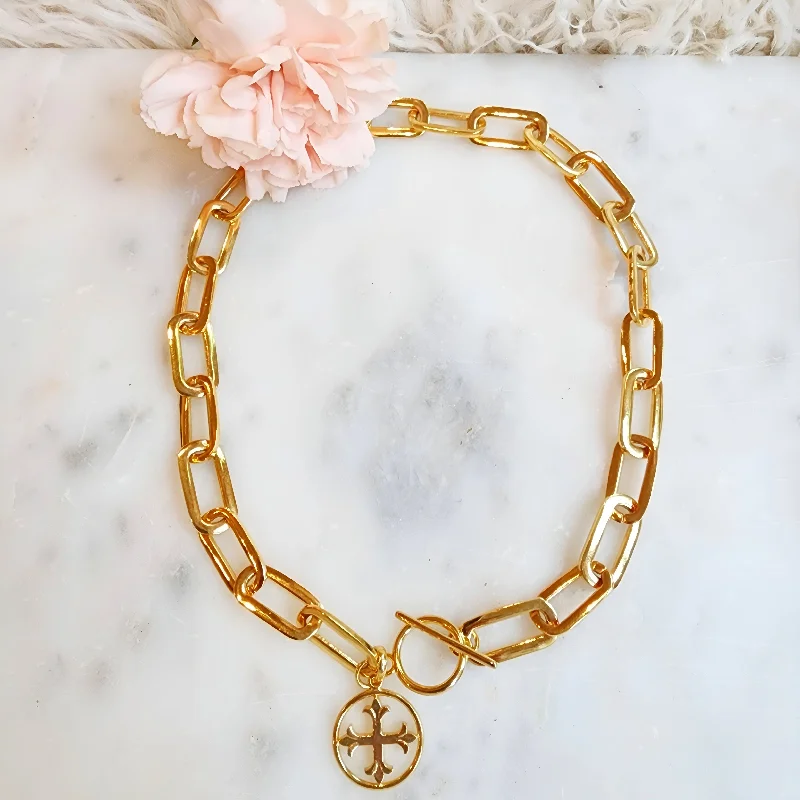 Elegant pearl drop necklaces for ladies -Prosper Cross Necklace