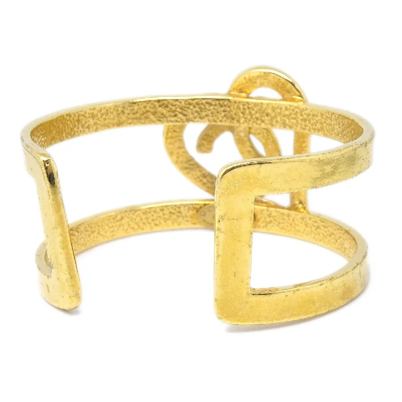 Elegant diamond chain bracelets for ladies -CHANEL 1995 Heart Bangle Gold 95P 48771