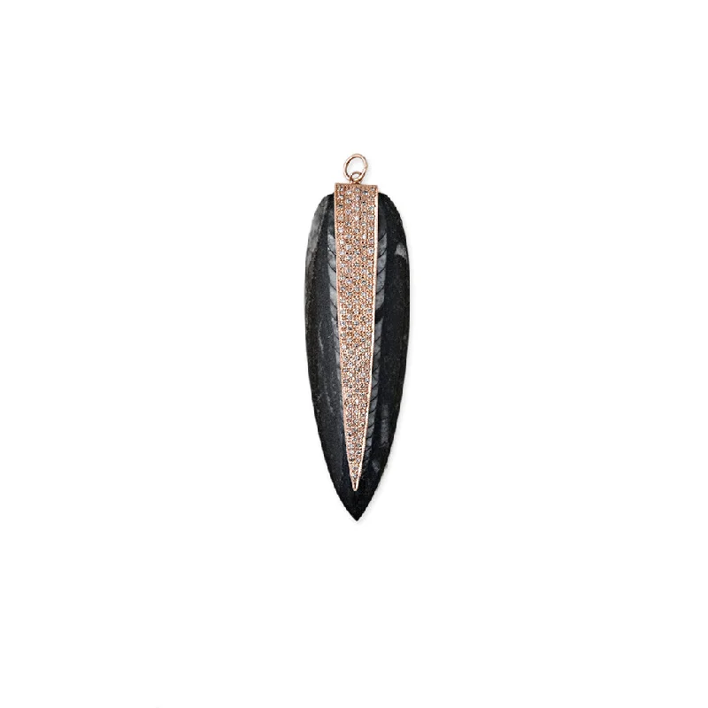 Boho style necklaces for women -PAVE DIAMOND DRIP FOSSIL CHARM