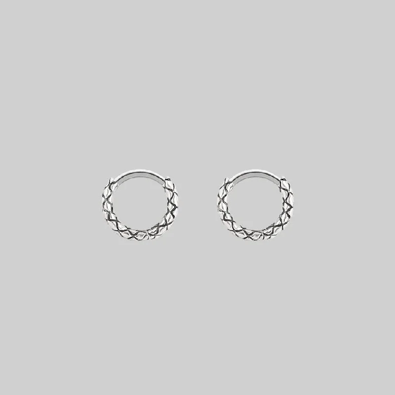 Ladies delicate moonstone earrings -VEGA. Snake Skin Clicker Hoop Earrings - Silver