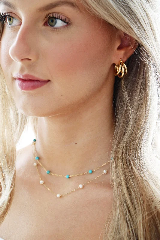 Boho style necklaces for women -pops of pearl necklace { gold }