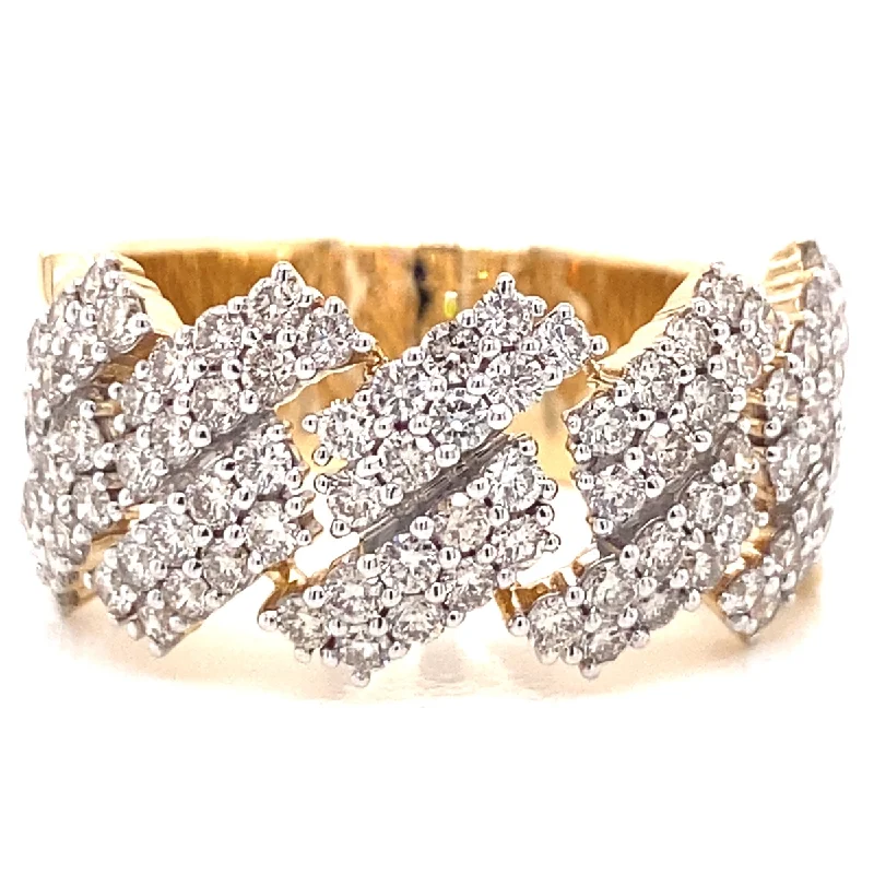 Ladies retro floral engagement rings -Diamond Cuban Style Mens Ring