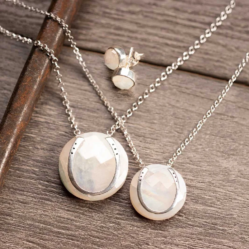 Minimalist pendant necklaces for ladies -Moonstone Horseshoe Necklace