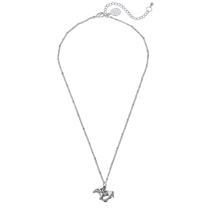 Bridal necklaces for ladies -Susan Shaw - Silver Dainty Racehorse Necklace