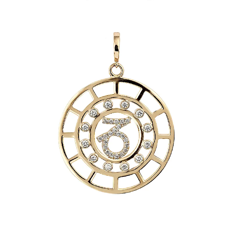 Ladies lightweight necklaces -Zodiac Capricorn 18K Gold or Whitegold Pendant w. Diamonds