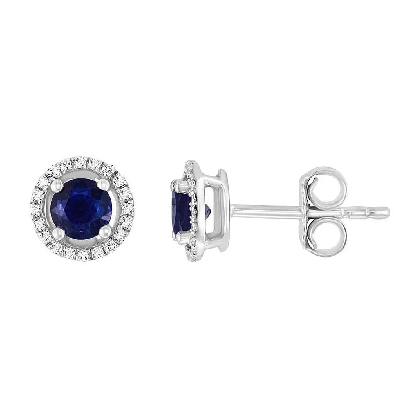 Vintage gold drop earrings for women -September Birthstone Earrings: 14K White Gold Diamond And Sapphire Earrings