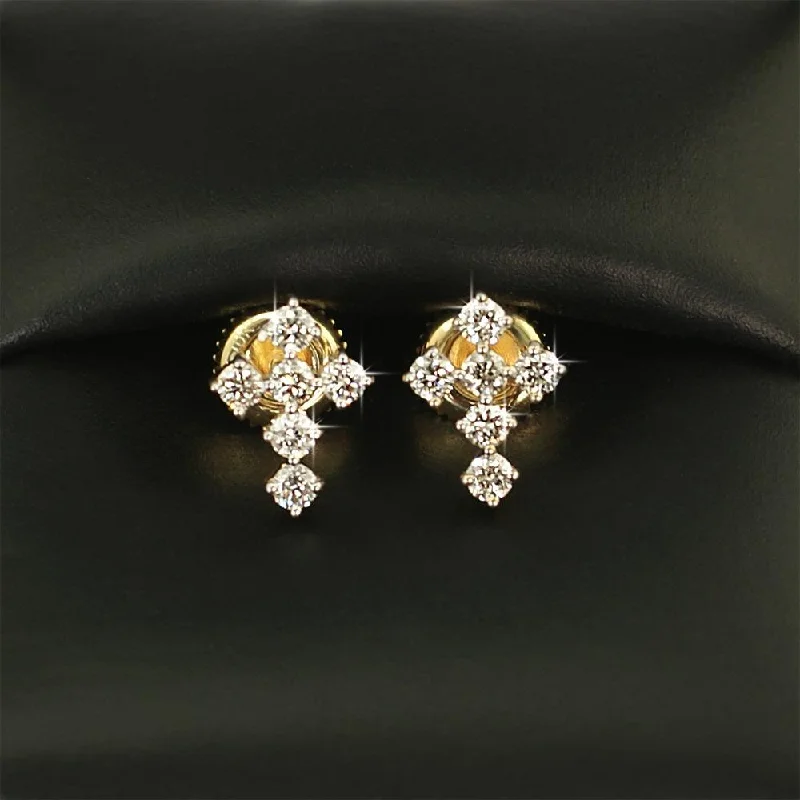 Ladies colorful beaded drop earrings -Tennis Cross Diamond Earrings .41cttw 10K Yellow Gold