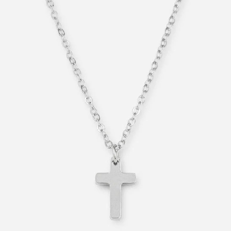 Ladies sapphire necklaces -Silver Cross Necklace