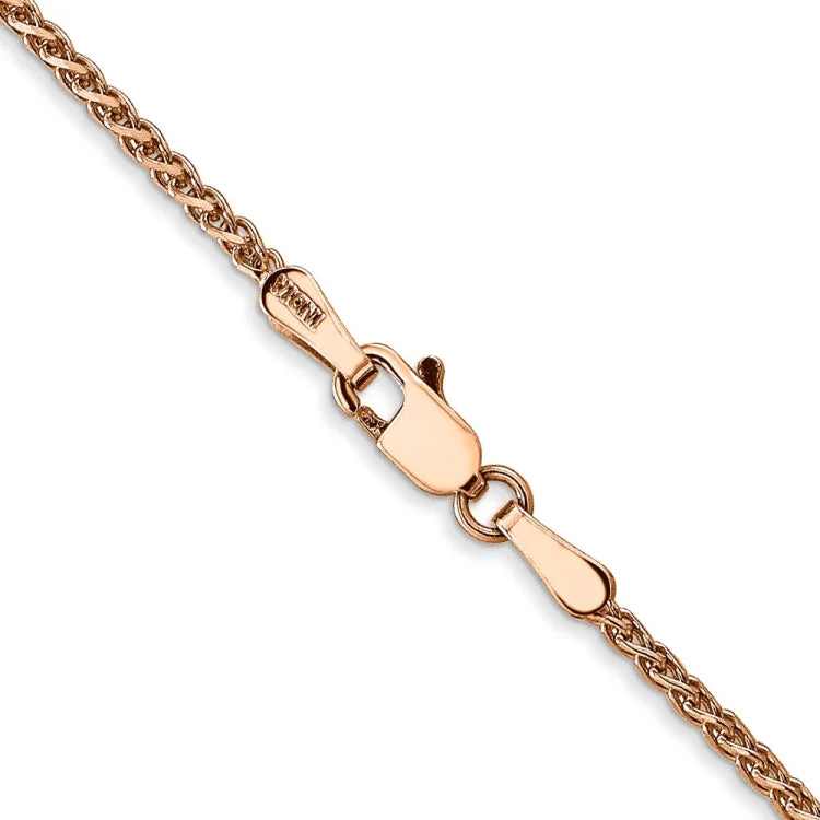 Ladies bold diamond halo engagement rings -14K Rose Gold 18 inch 1.7mm Diamond-cut Spiga with Lobster Clasp Chain