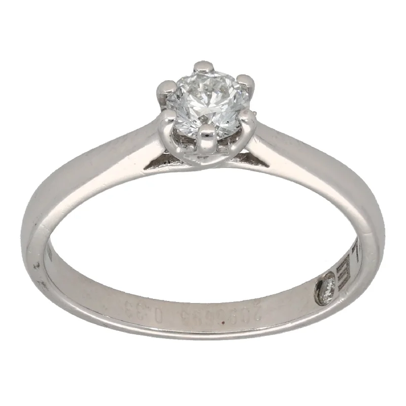 Ladies lightweight halo engagement rings -18ct White Gold 0.33ct Diamond Solitaire Ring Size L