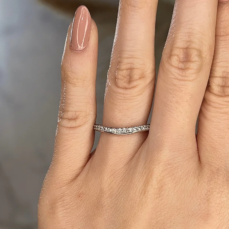 Ladies unique boho engagement rings -"Malin" Subtly Shaped Dainty 0.35ct Diamond Eternity Band ET26