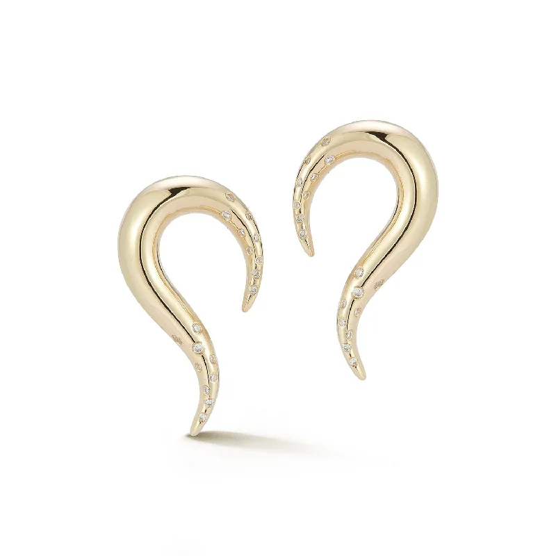 Elegant silver stud earrings for women -14kt Swoosh Earrings