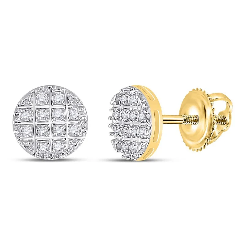 Ladies floral stud earrings -Circle Edgeless Micro Pave Diamond Earrings 10K Gold