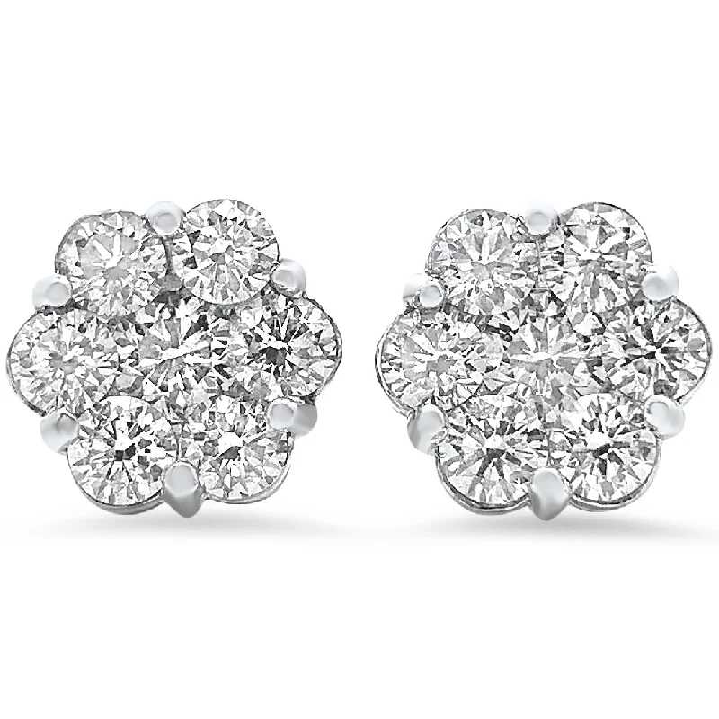 Ladies unique star earrings -Flower Diamond Studs