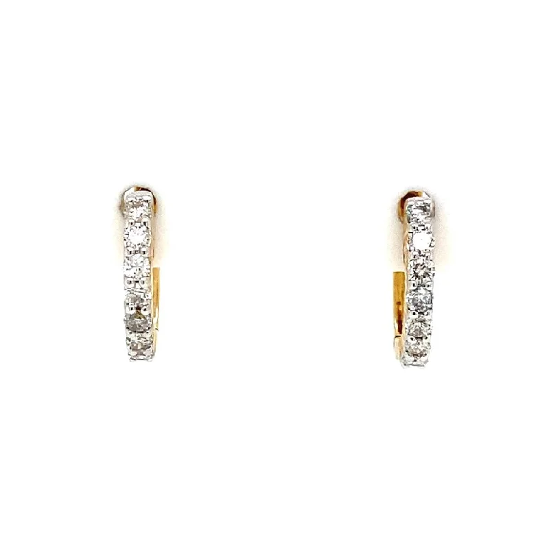 Elegant pearl tassel earrings for ladies -14K Yellow Gold 12mm Diamond Huggie Earrings