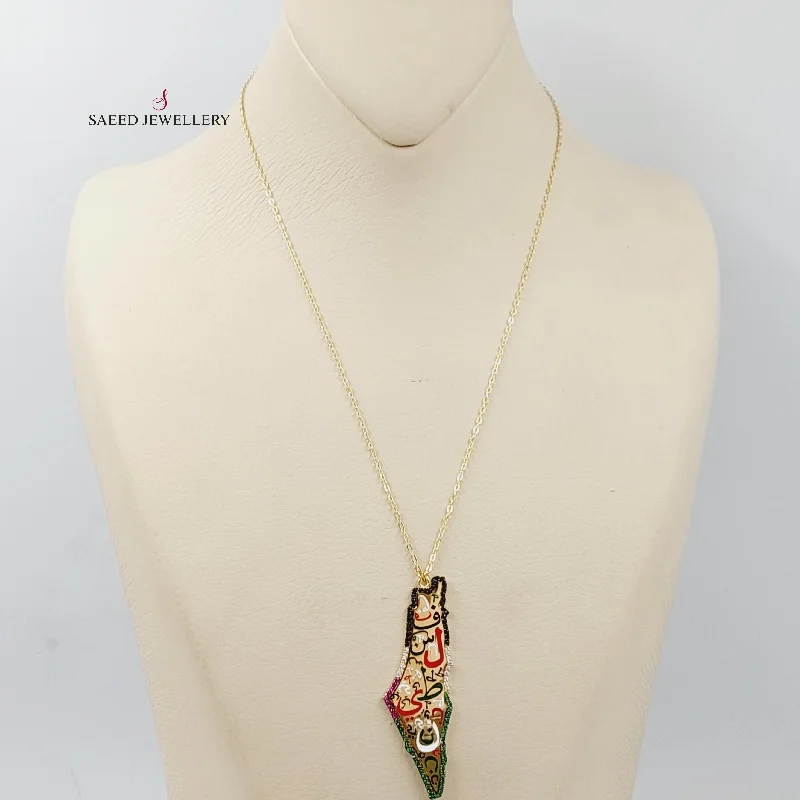 Elegant diamond necklaces for women -Enameled & Zircon Studded Palestine Necklace