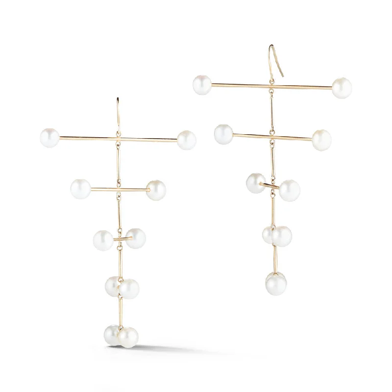 Trendy gemstone hoop earrings for ladies -14kt Pearl Blizzard Mobile Earring