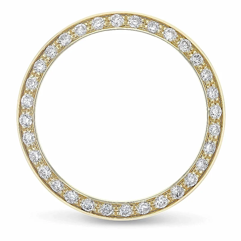 Ladies asymmetrical diamond engagement rings -18K Yellow Gold 0.7 Carat Round Natural-Diamond Bezel for 26mm Datejust / President. (Custom Bezel)