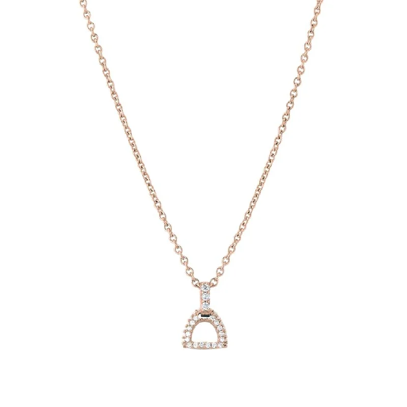 Classic gold necklaces for ladies -Fiontini 18K Rosegold Pendant w. 36 Diamonds