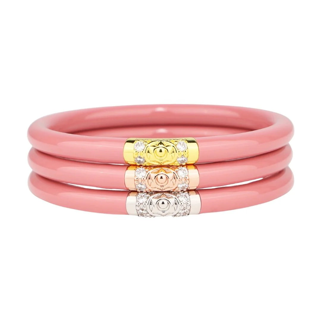 Ladies unique boho bracelets -BudhaGirl Three Kings All Weather Bangles® (AWB®) - Blush