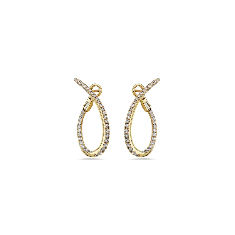 Classic rose gold stud earrings for women -Diamond Twisted Hoop Earring