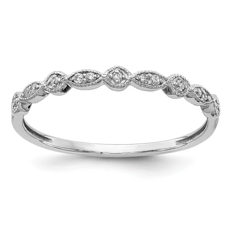 Ladies unique star engagement rings -14k White Gold Diamond Fancy Band