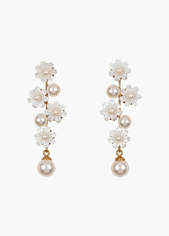 Ladies classic pearl drop earrings -Calissa Earrings -- Gold