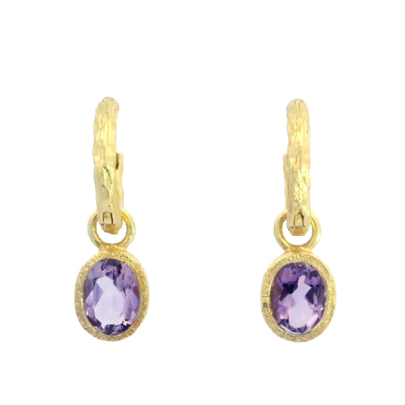 Elegant gold stud earrings for ladies -18K Yellow Gold Vermeil Dangle Amethyst Earrings