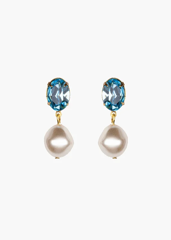 Vintage crystal stud earrings for women -Tunis Earrings -- Pool