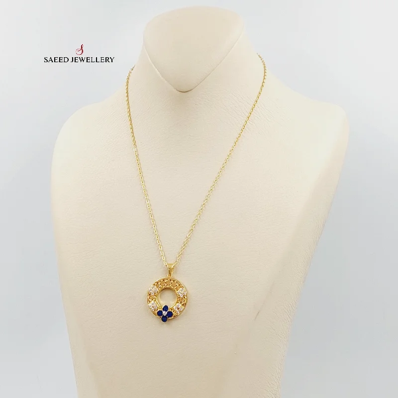 Classic pearl pendant necklaces for ladies -Enameled & Zircon Studded Rose Necklace