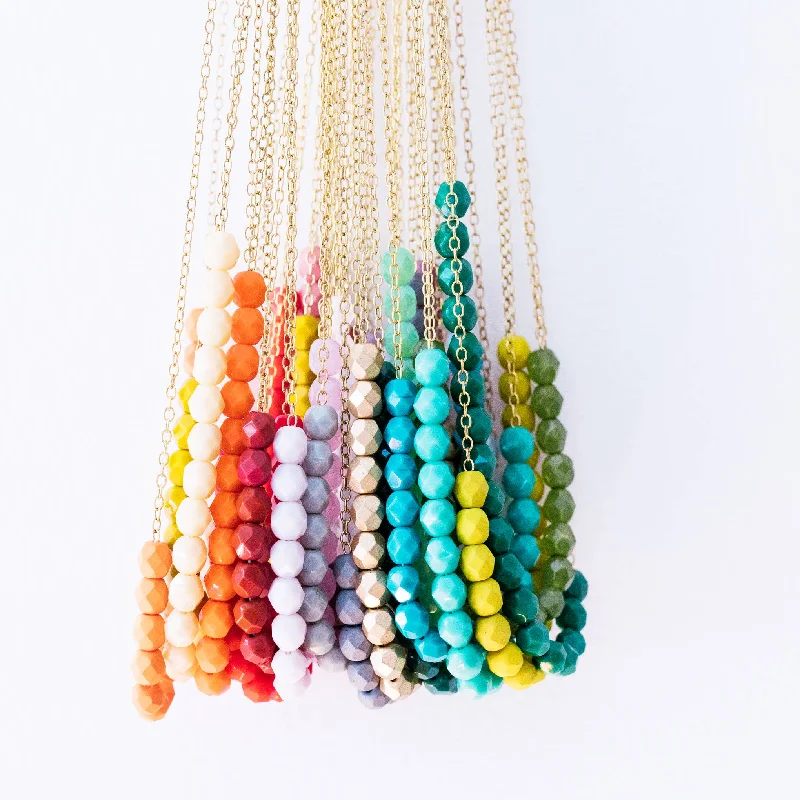 Ladies vintage gold necklaces -Colorful Glass Bead Necklace