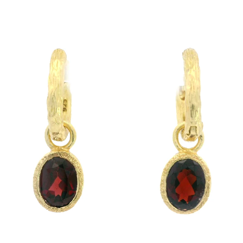 Ladies elegant citrine earrings -18K Yellow Gold Vermeil Dangle Garnet Earrings