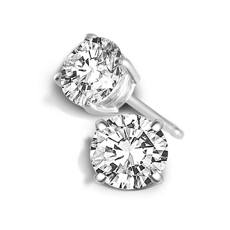 Simple diamond drop earrings for women -14K White Gold 0.50 CTW Diamond Stud Earrings