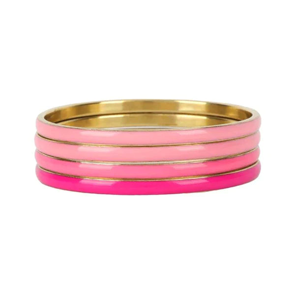 Elegant silver cuff bracelets for women -BuDhaGirl Krishna Pink Bangles